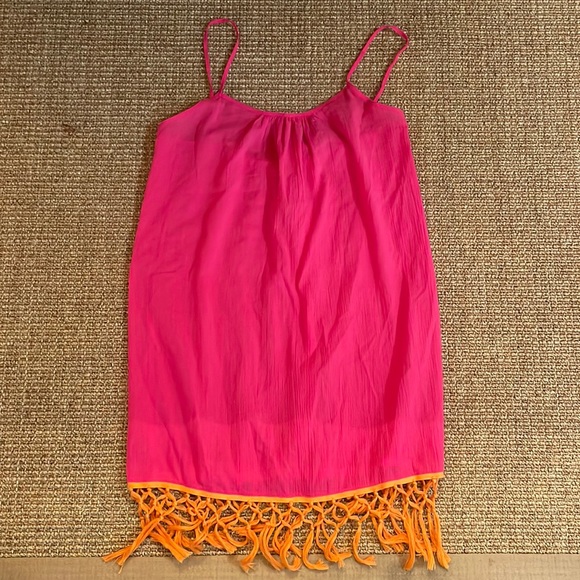 Raisins Swim Raisins Pink And Orange Beach Cover Up With Crochet